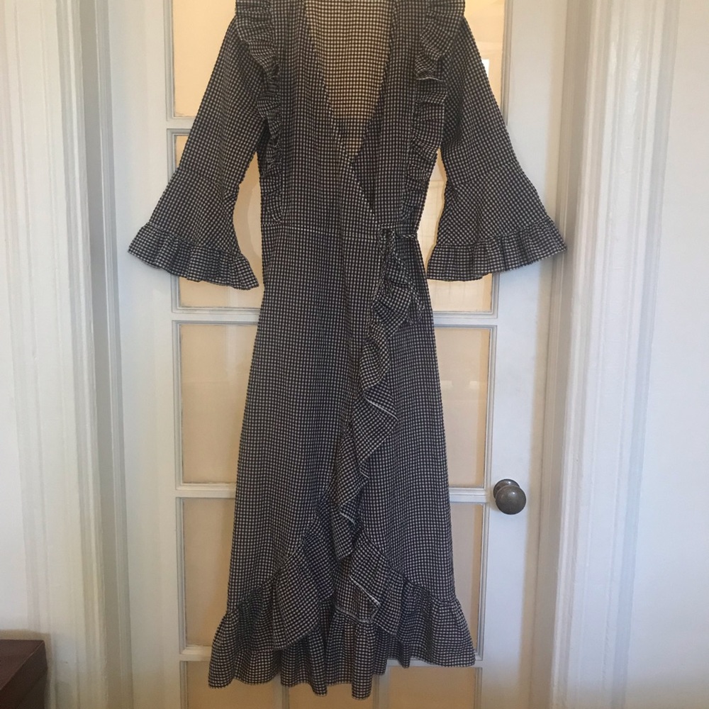 GANNI CHARRON GINGHAM WRAP DRESS - Picture 4 of 6